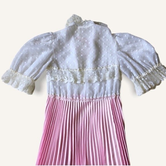 Vintage 70s Pink Satin Lace Peignoir Set Slip Dress & Robe Romantic Edwardian - Picture 13 of 16